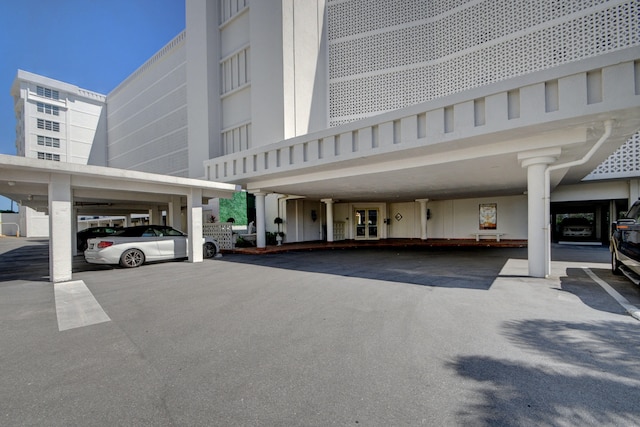 view of parking with a carport