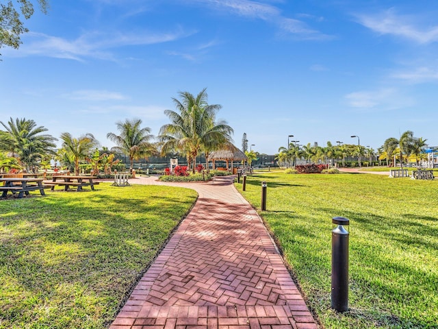 view of home's community with a lawn