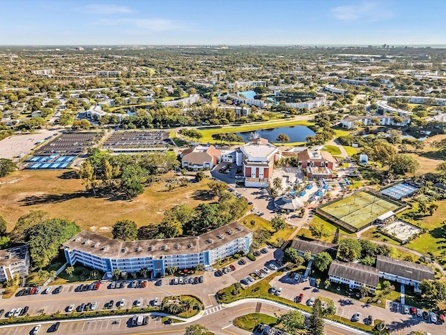 bird's eye view featuring a water view