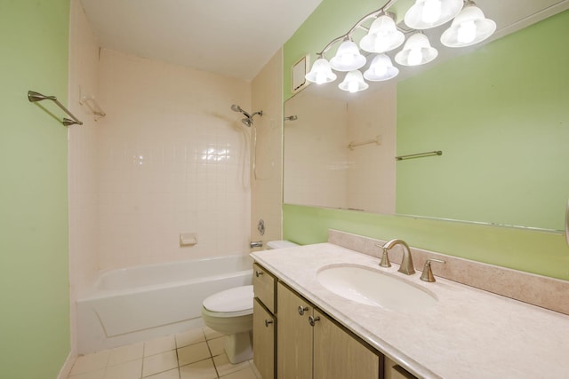 3537 SW Sunset Trace Cir, Palm City, FL 34990 - full bathroom with toilet, vanity, tile patterned flooring, and shower / tub combination