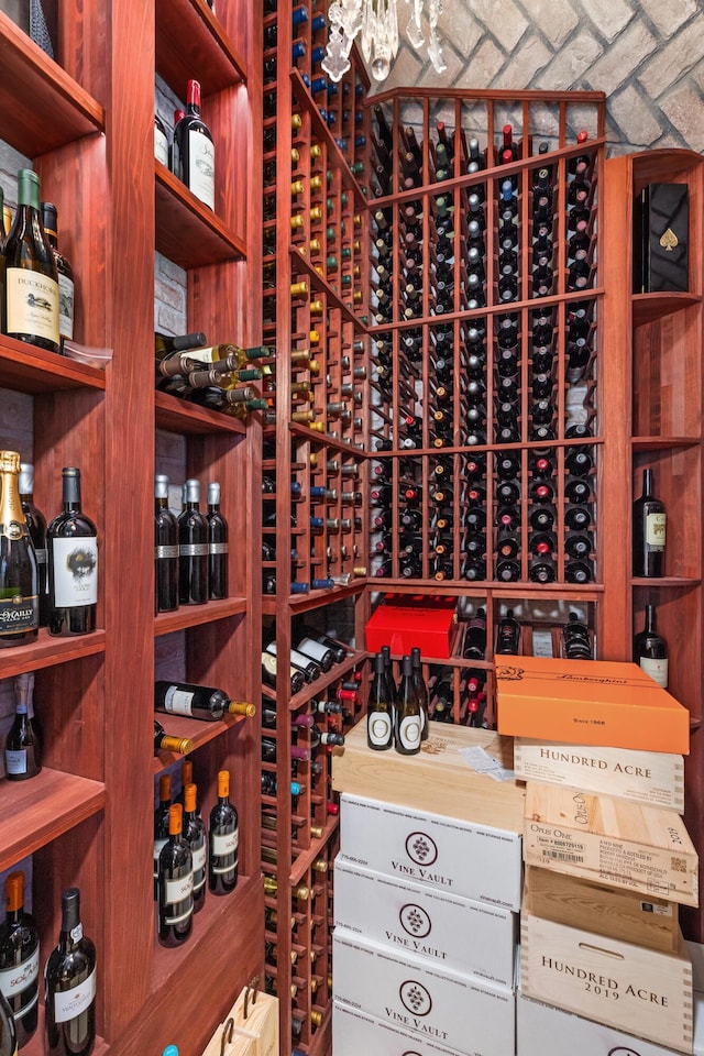 wine cellar featuring brick ceiling