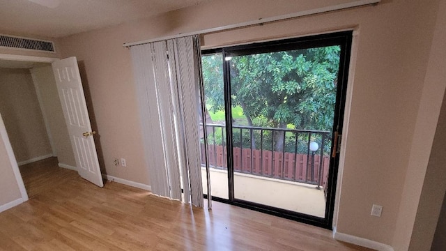 interior space with light hardwood / wood-style flooring