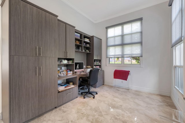 office area featuring ornamental molding