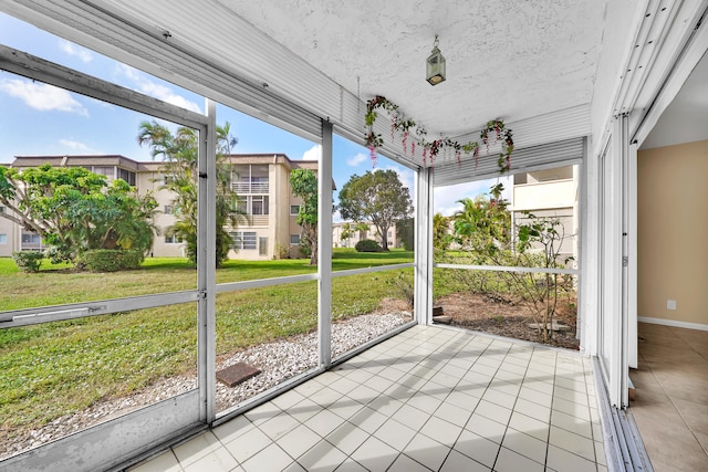 view of unfurnished sunroom