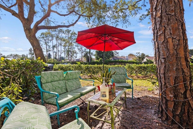 view of patio / terrace featuring an outdoor living space