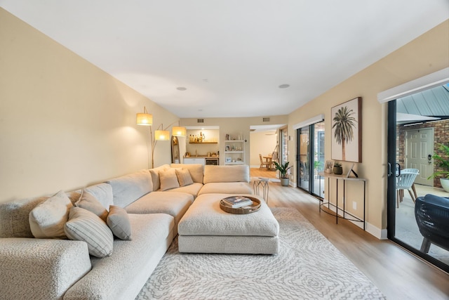 living room featuring wood-type flooring