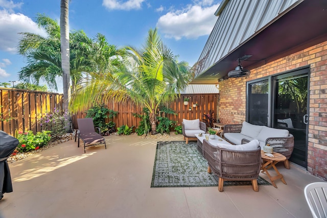 view of patio / terrace featuring an outdoor living space