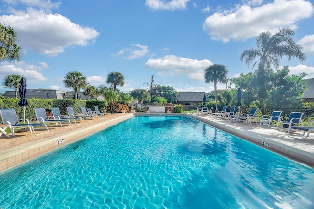 view of pool featuring a patio area