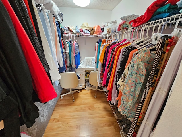 spacious closet with hardwood / wood-style flooring