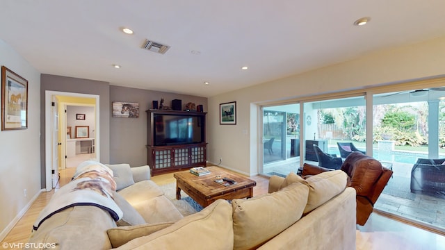 living room featuring light hardwood / wood-style flooring