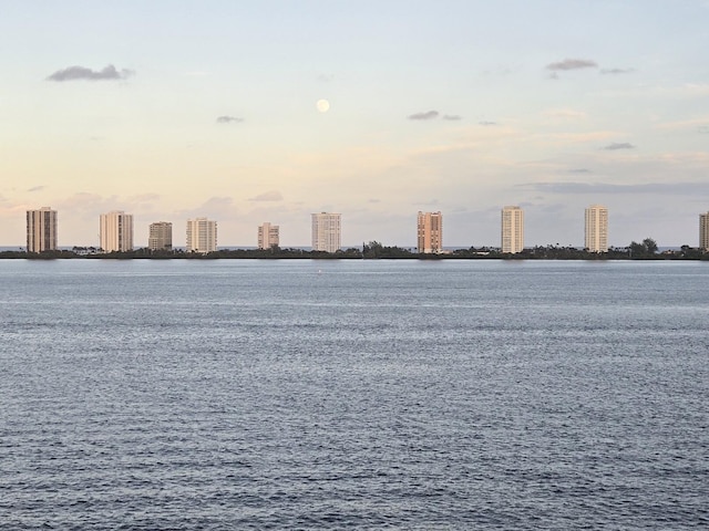 yard at dusk with a water view