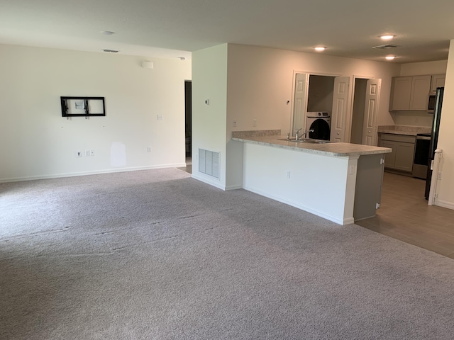 view of carpeted dining area