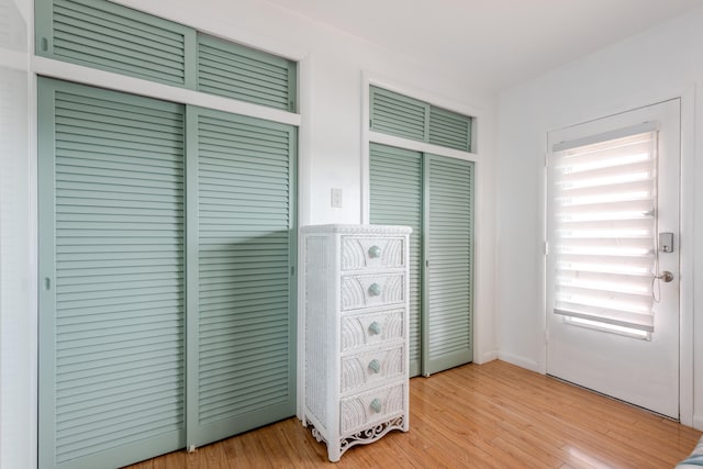 interior space with light hardwood / wood-style flooring