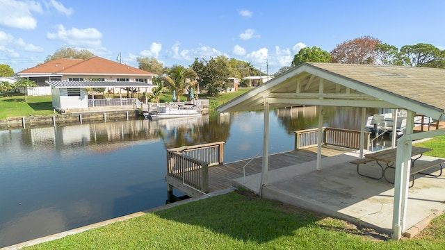 view of dock featuring a water view