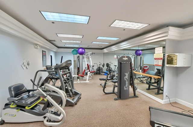 exercise room featuring carpet floors