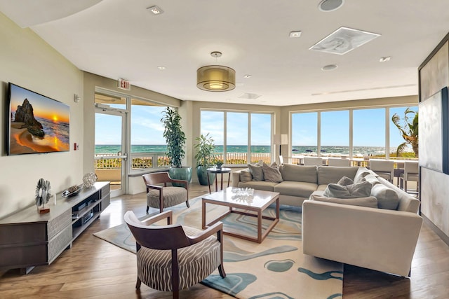 living room featuring light hardwood / wood-style floors