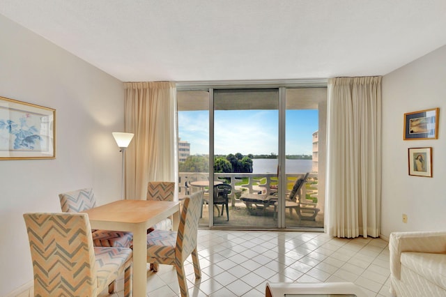 view of tiled dining space