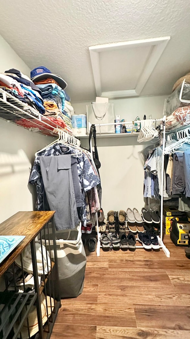 walk in closet featuring hardwood / wood-style flooring