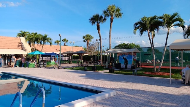 view of pool featuring a gazebo