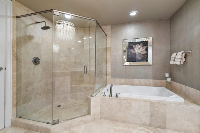 bathroom with independent shower and bath