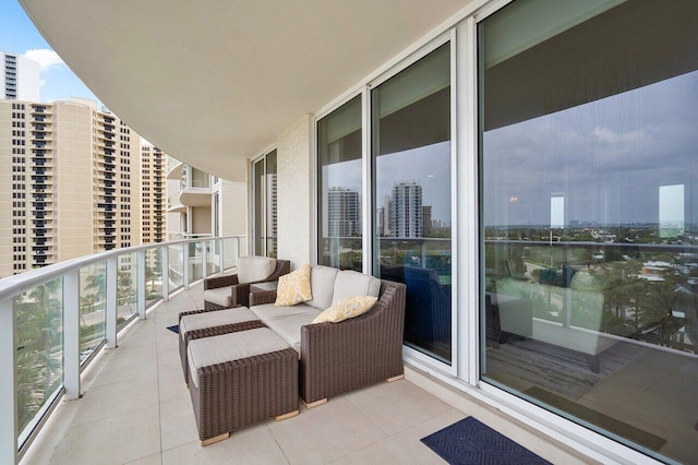 balcony featuring an outdoor living space