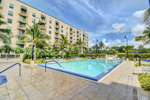 view of pool with a patio area