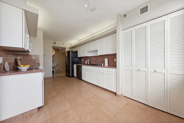 kitchen with decorative backsplash, sink, white cabinets, and stainless steel appliances