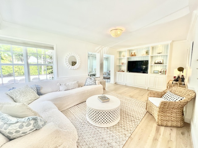 living room with light wood-type flooring