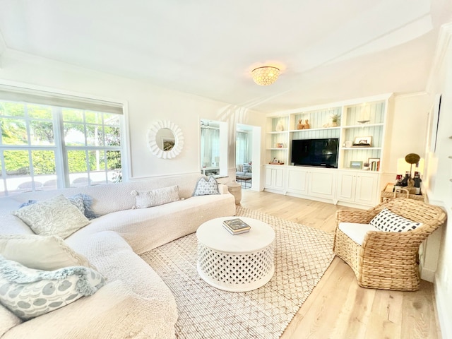 living room with hardwood / wood-style flooring