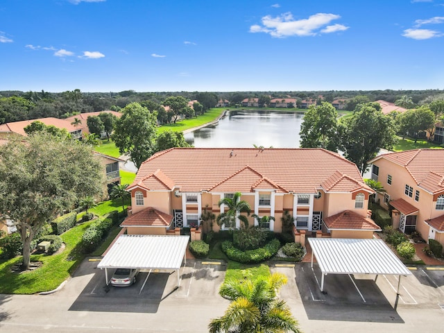 bird's eye view featuring a water view