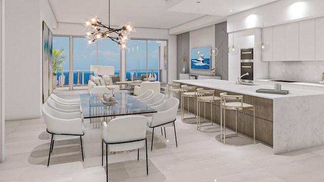 dining area with a chandelier