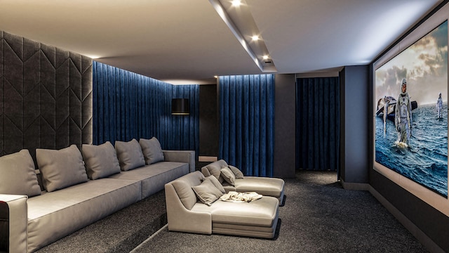 view of carpeted cinema room