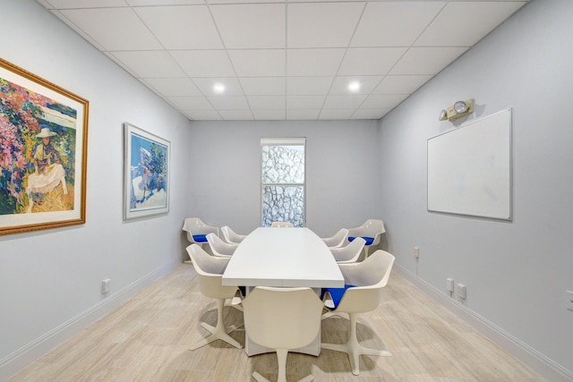 dining area with light wood-type flooring