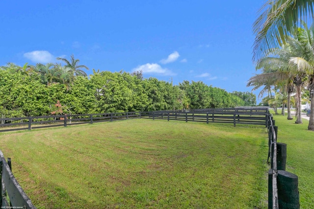 view of yard with a rural view