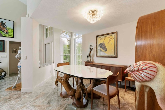 dining area featuring a textured ceiling