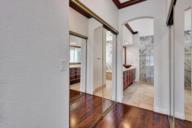 hall featuring light hardwood / wood-style floors