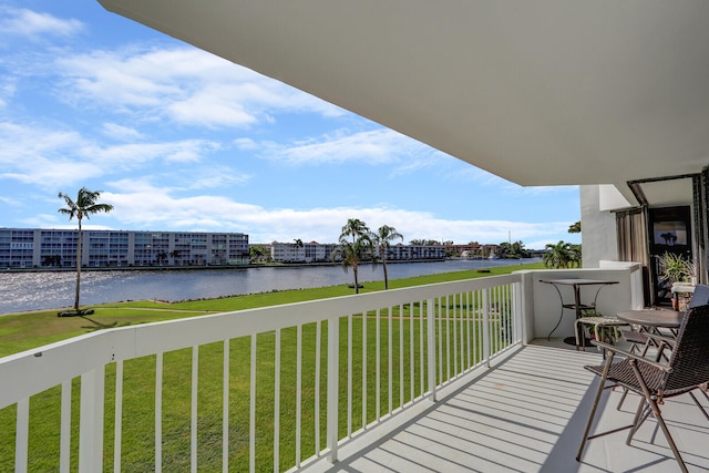 balcony with a water view