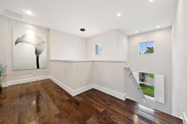 interior space with dark wood-type flooring