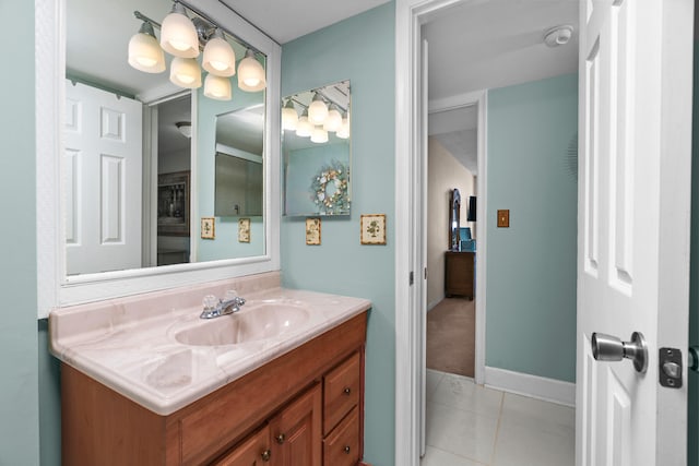 bathroom with vanity and tile patterned floors