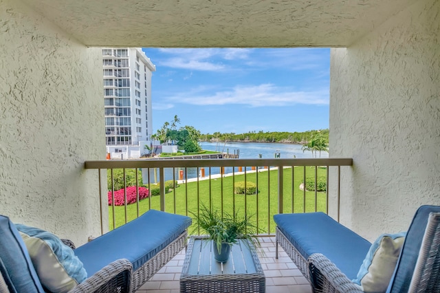 balcony with a water view