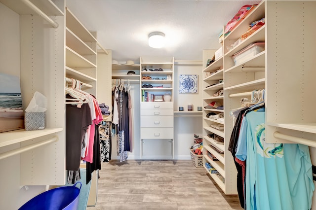 spacious closet with light wood-type flooring