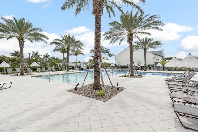 view of pool featuring a patio area