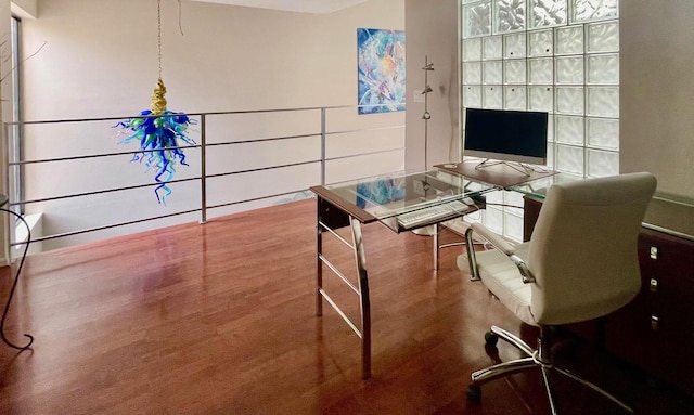 home office featuring wood-type flooring