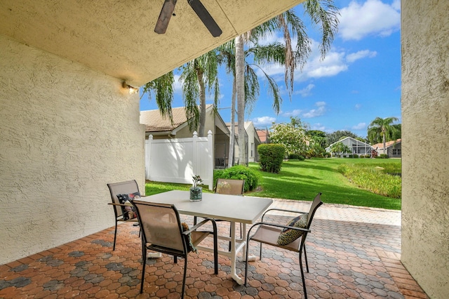 view of patio / terrace with ceiling fan