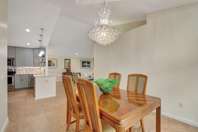 kitchen featuring kitchen peninsula, sink, pendant lighting, and appliances with stainless steel finishes