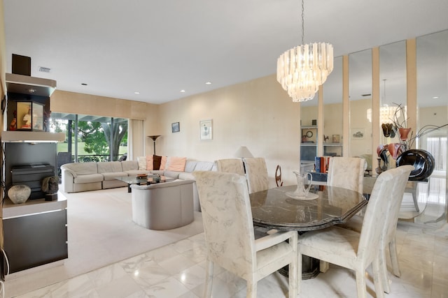 dining room featuring an inviting chandelier