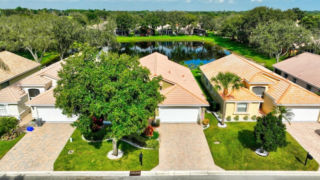 bird's eye view featuring a water view