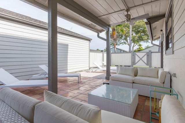 view of patio / terrace featuring outdoor lounge area and ceiling fan