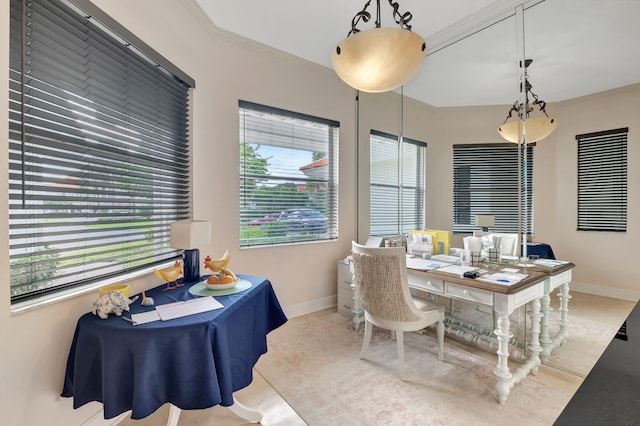 dining room featuring a wealth of natural light and ornamental molding