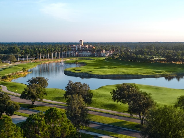 view of water feature with view of golf course